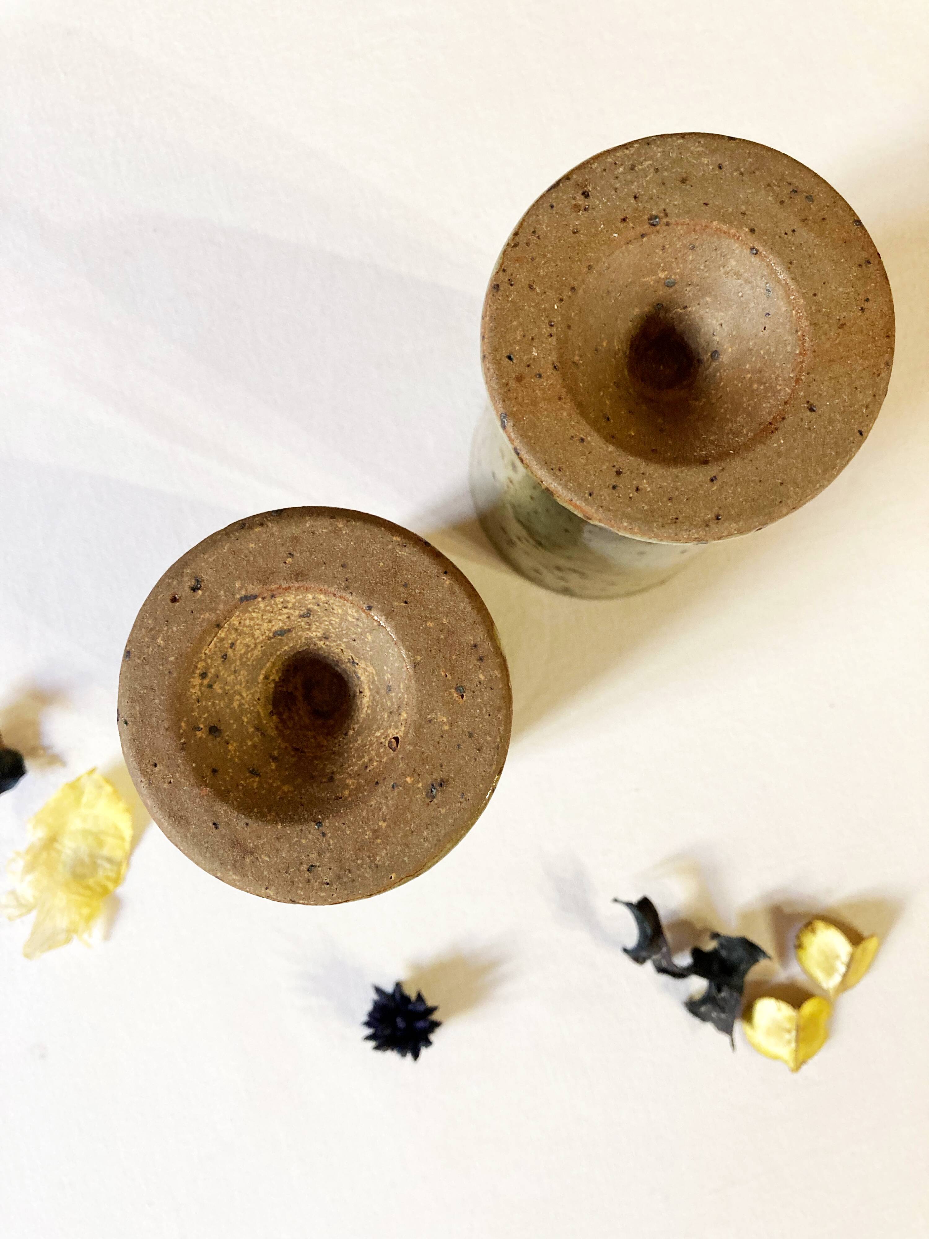 Pair of enamelled stoneware mazagrans