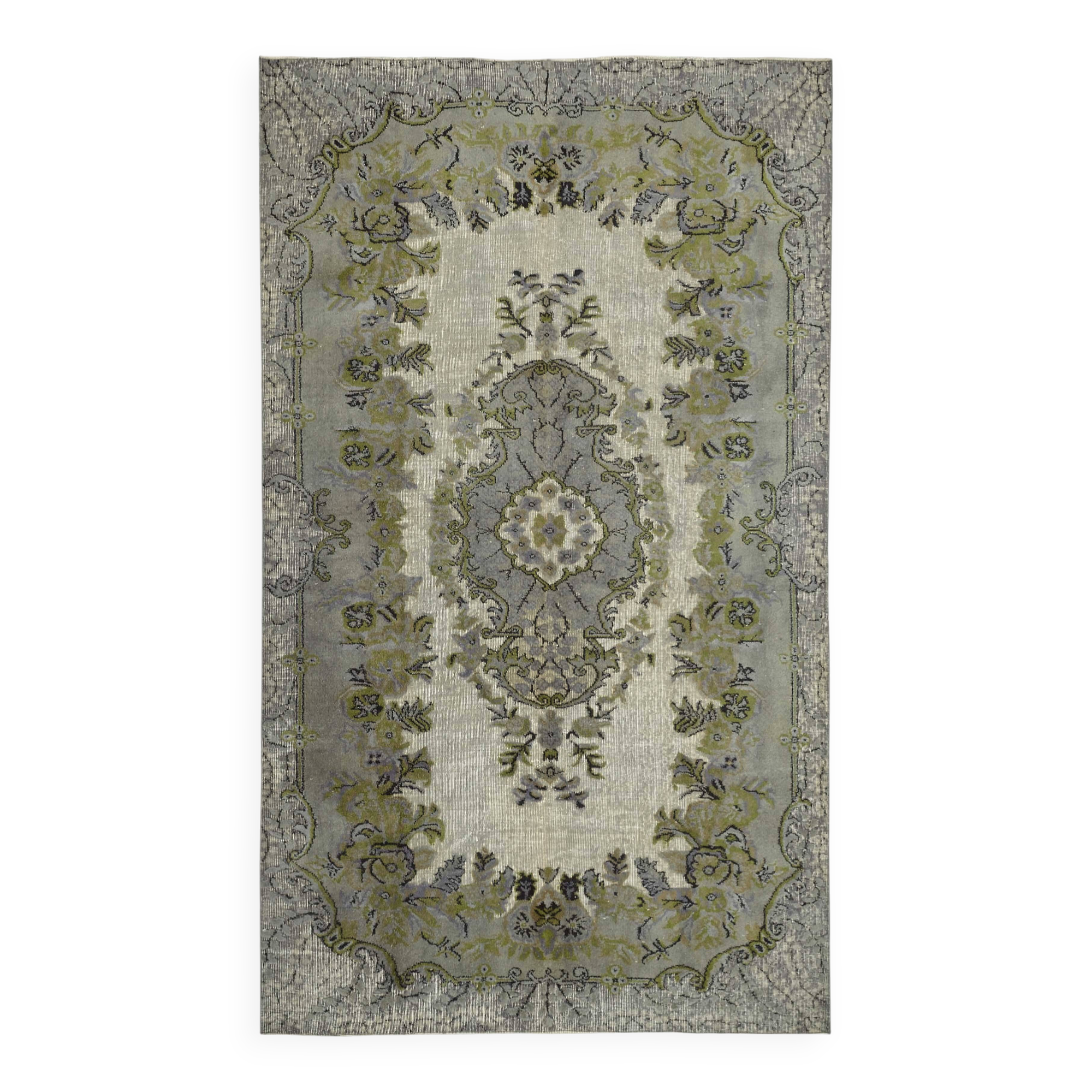 Overdyed Wool Vintage Handmade Carved Rug 170 cm x 290 cm