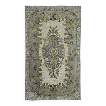 Overdyed Wool Vintage Handmade Carved Rug 170 cm x 290 cm