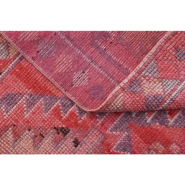 Tapis vintage turc Oushak fait à la main en laine et coton rose, années 1970