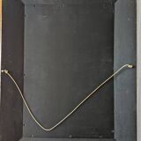 Silver tinted rectangular wall mirror brass frame