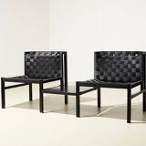 Gijs bakker Pair of Seatbelt Lounge Chairs + Side Table for Castelijn 1978