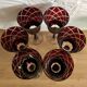 6 red italian cut glass wine glasses