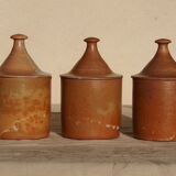 Lot de 5 pots avec son couvercle,  en grès vintage