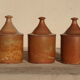 Lot de 5 pots avec son couvercle,  en grès vintage