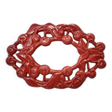 Cherry Pattern Enameled Cast Iron Trivet