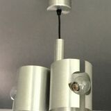 Space-age chandelier with 3 fires brushed aluminum design 1970