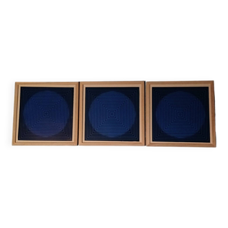 Optical Art Triptych - Victor Vasarely - Frames 30x30cm