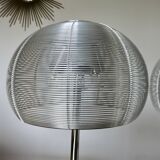 Pair of chrome-plated metal lamps with aluminum wire shades, 1990