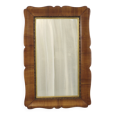 Square Biedermeier Carved & Scalloped Cherry Gilt Wood Wall Mirror, Vienna