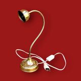 Antique brass and glass swan neck bedside lamp.