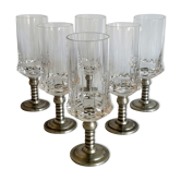 Series of six crystal water glass with tin foot 92° 280 ml