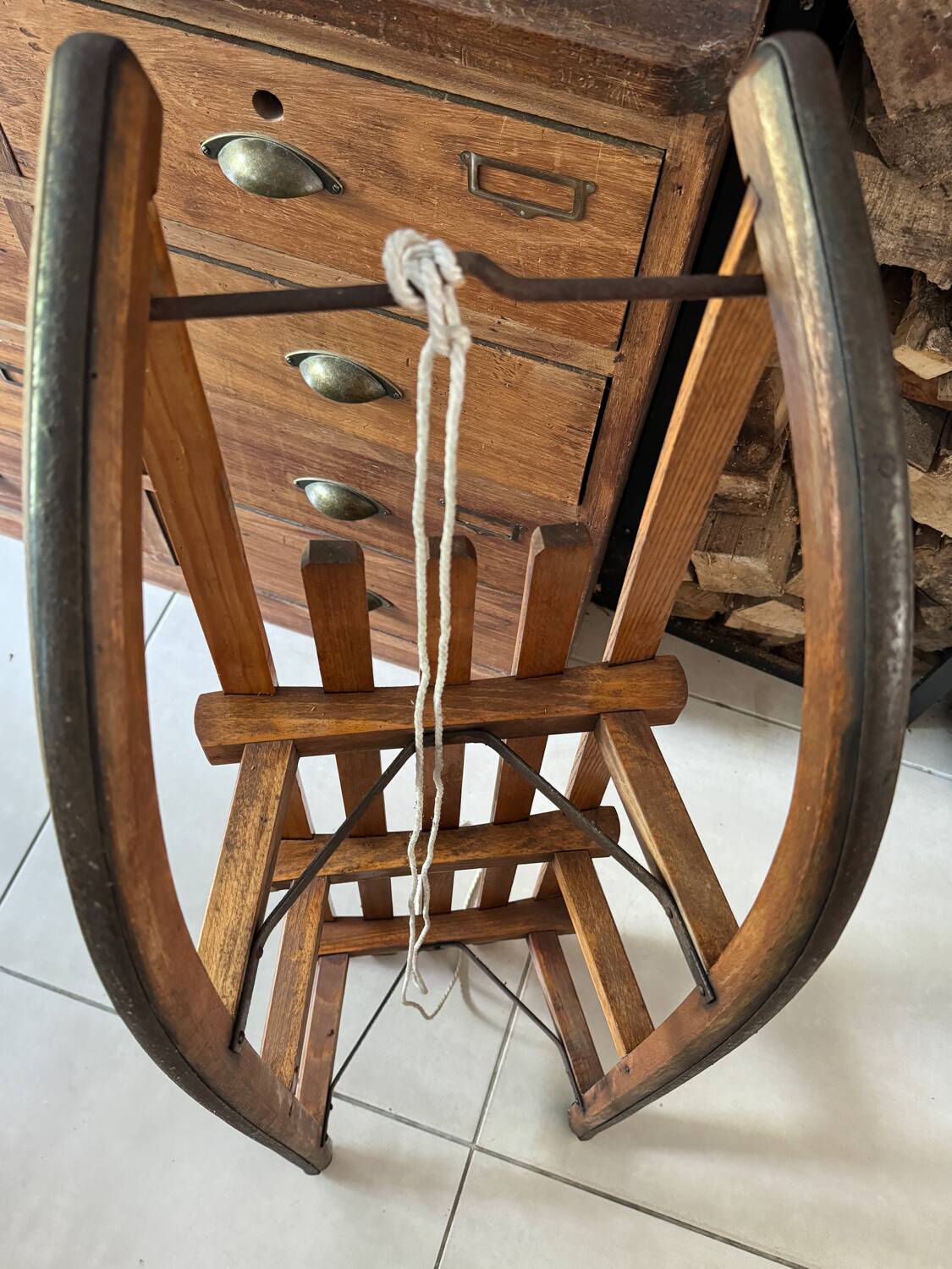 Old wooden sled Davos