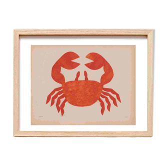 Crabe collage sur papier ancien