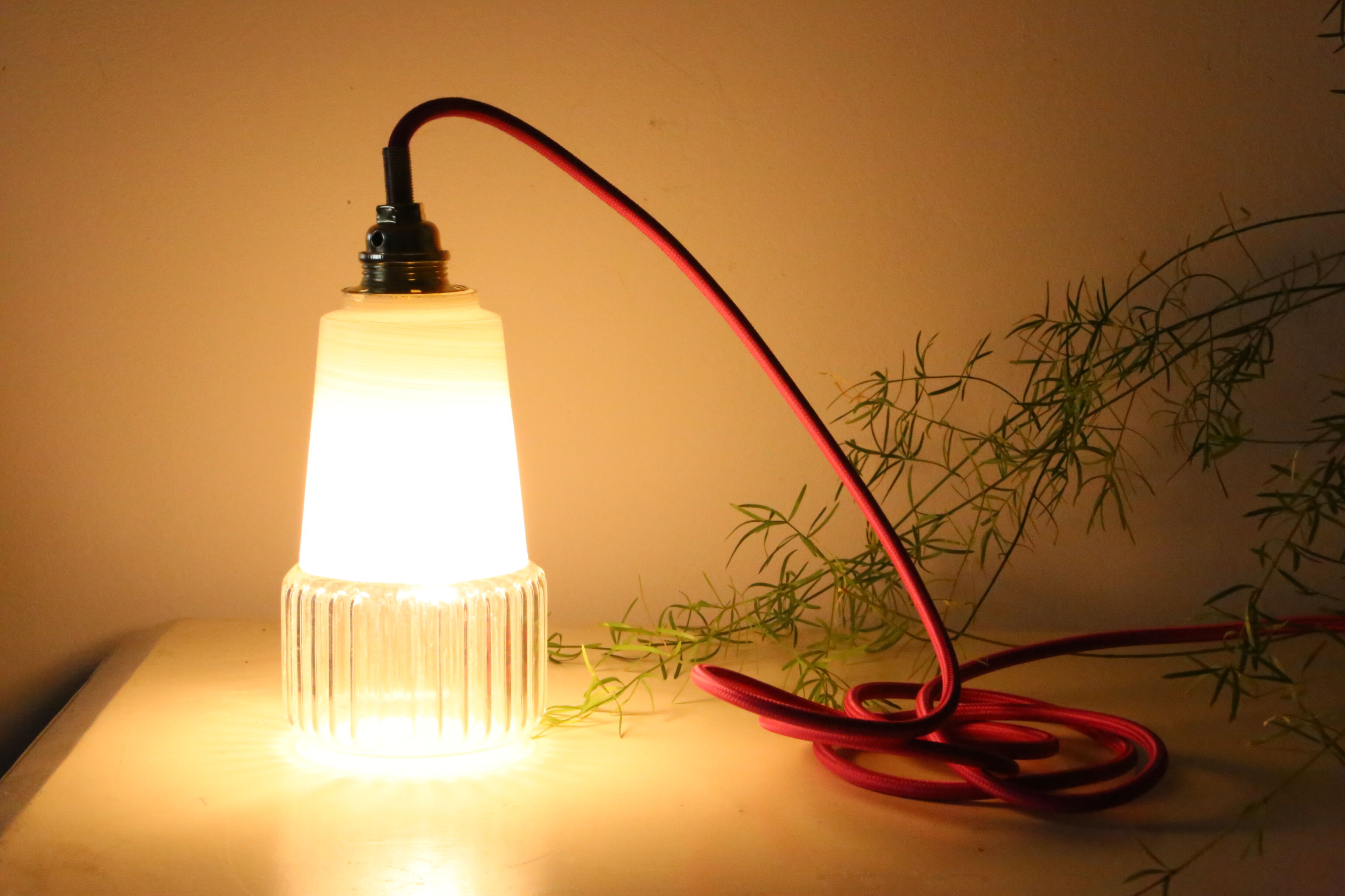 Vintage glass hanging lamp