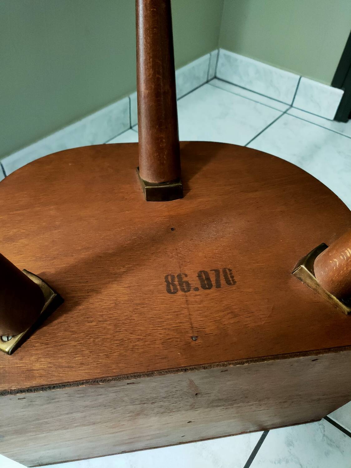 Vintage oak tripod bedside table