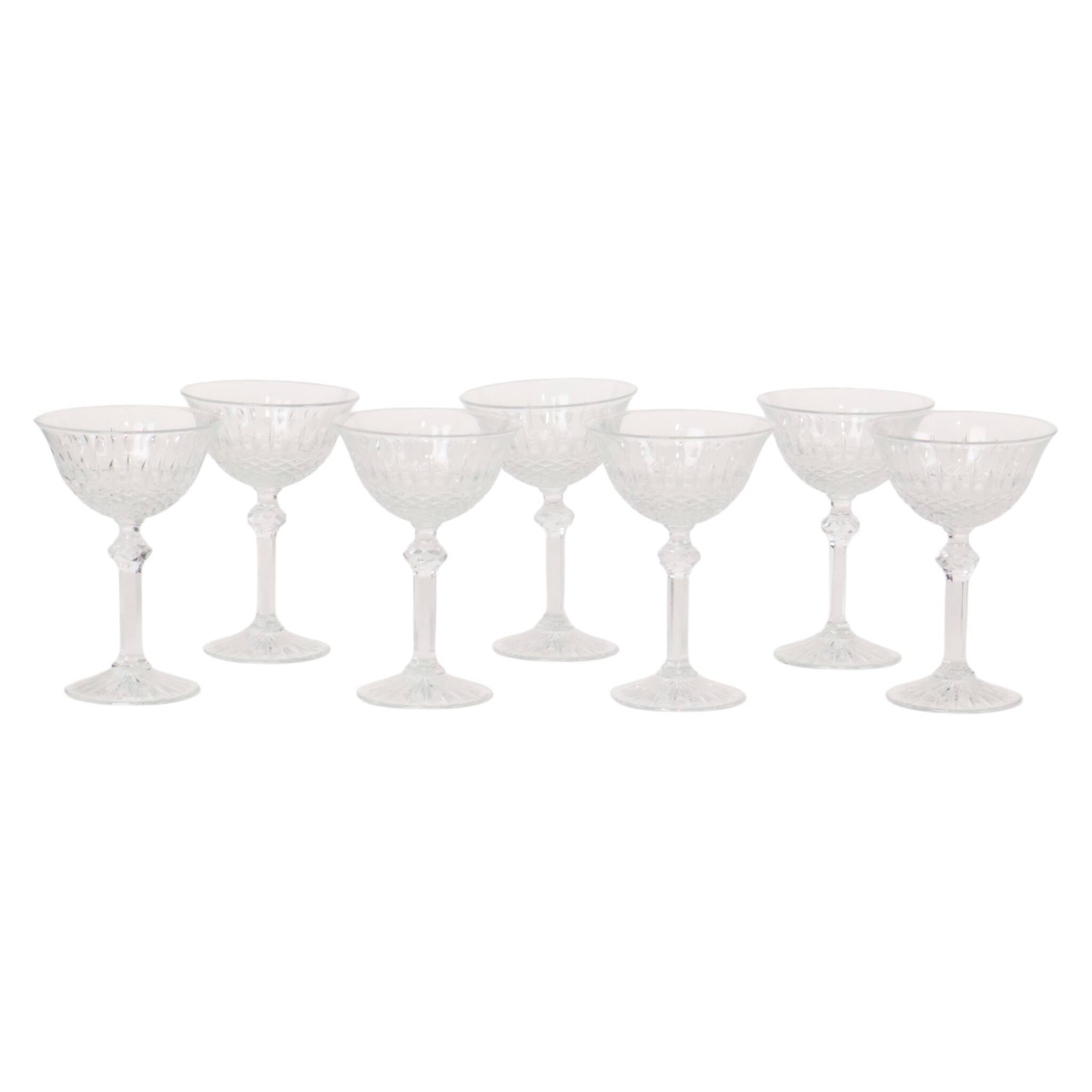 Set of 7 Regency Fidenza Crystal Champagne Glasses