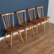 Retro Blonde Ercol Model 383 Dining Table & Four Stick Back Kitchen Dining Chairs
