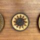 Vintage wooden wall plates, set of 4