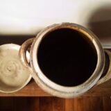 Terracota lid two handles pot