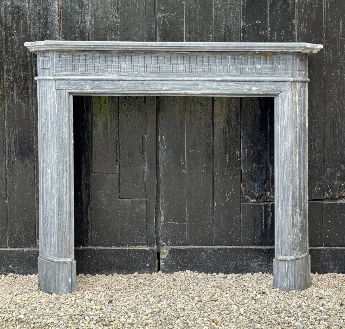 Half-moon Louis XVI Style Fireplace In Turquin Blue Marble Circa 1900