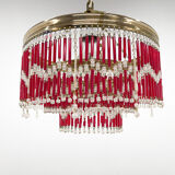 Lustre perlé du milieu du siècle par Jablonec Glassworks, Tchécoslovaquie