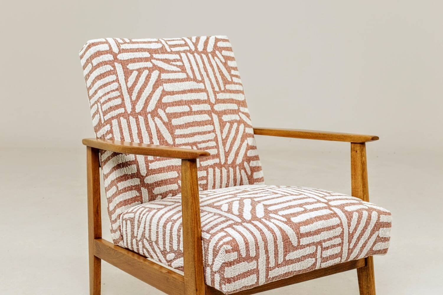 Modern vintage ecru ethnic armchair 1970