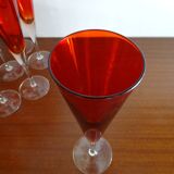 10 flutes a champagne vintage en verre rouge rubis
