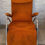 Lama 1970 relax armchair, orange velvet lounge chair