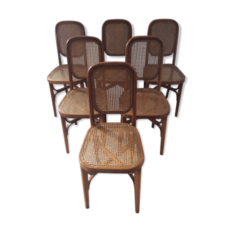 Série de 6 chaises bistrot des années 50 brevetées SGDG