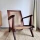 Reconstruction armchair in teak and caning