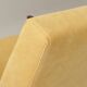 Fauteuil vintage pastel jaune velours côtelé et repose - pieds
