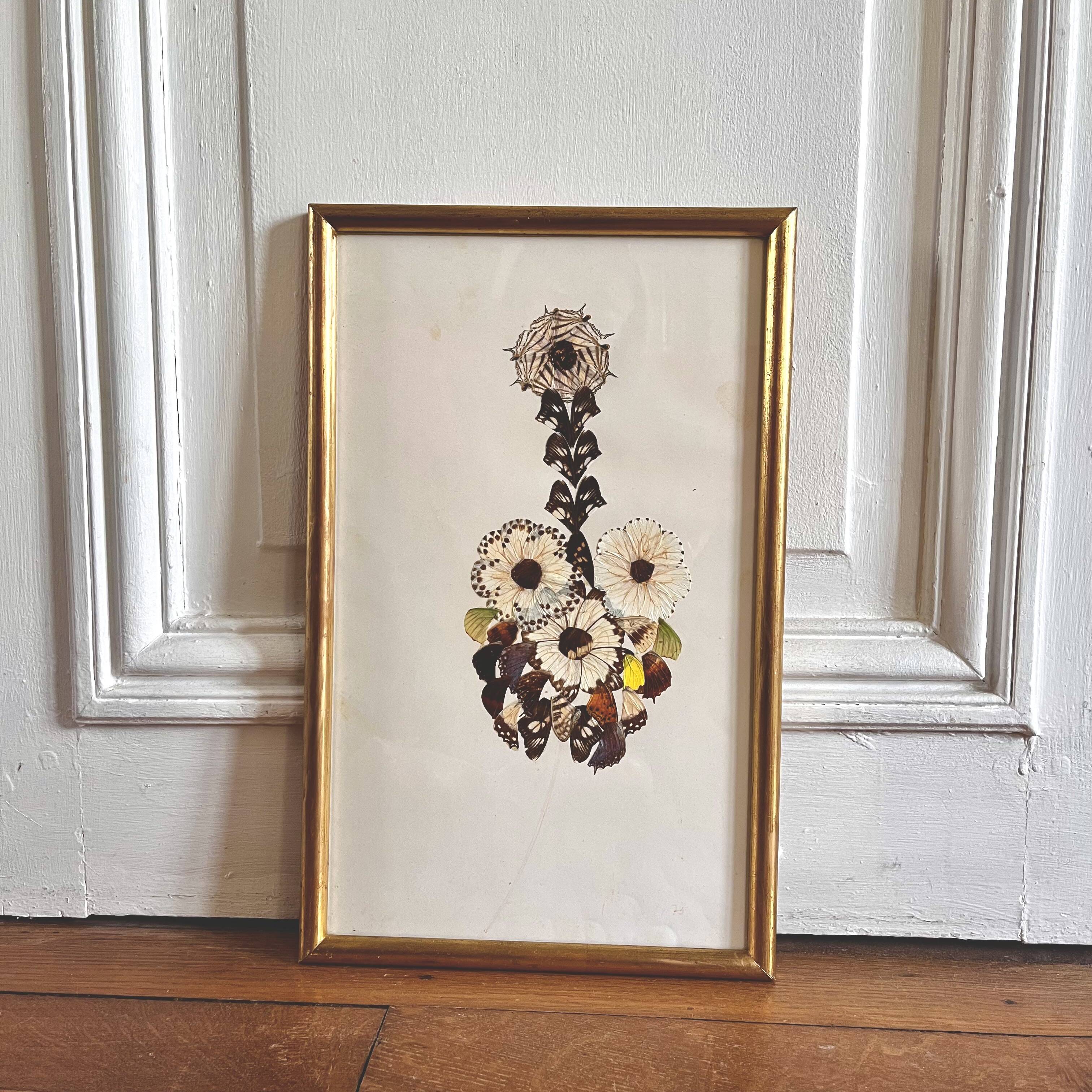 Vintage flower collage made from butterfly wings