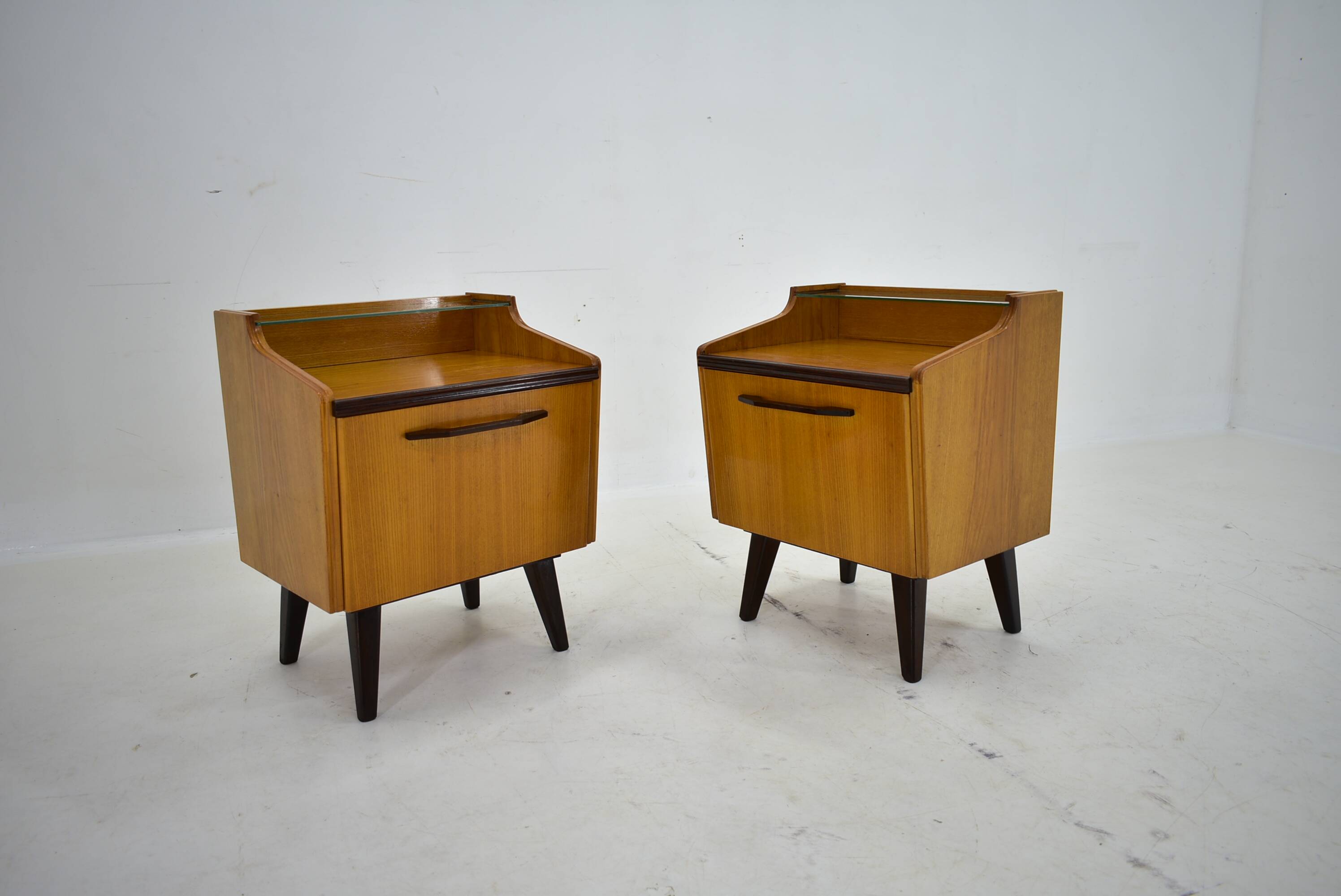 1960s pair of midcentury bedside tables by Mojmir Požár, Czechoslovakia