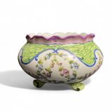 Sèvres, 20th century porcelain tripod planter with floral decoration