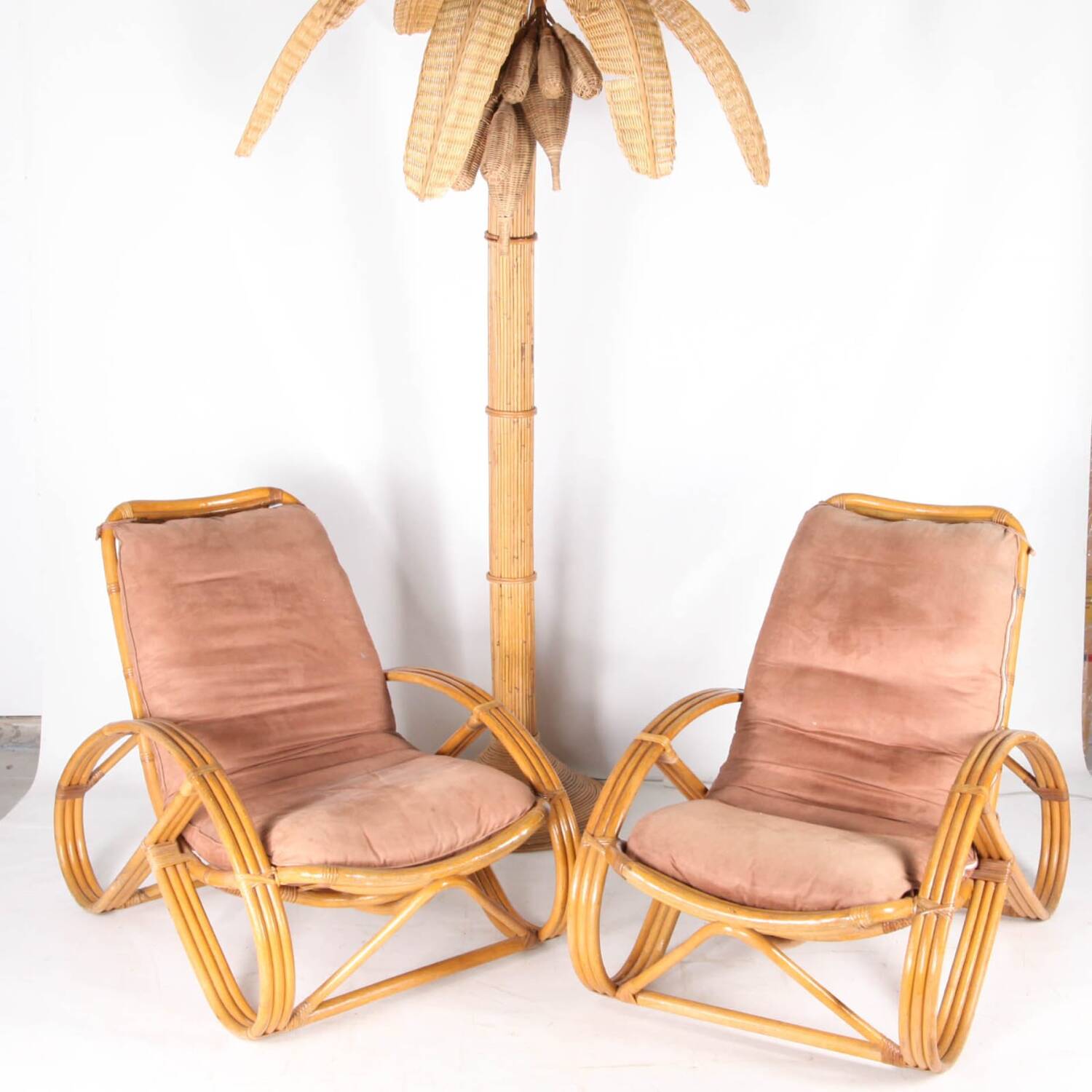 Pair of "Pretzel" rattan armchairs