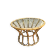 Table basse ronde en rotin et verre