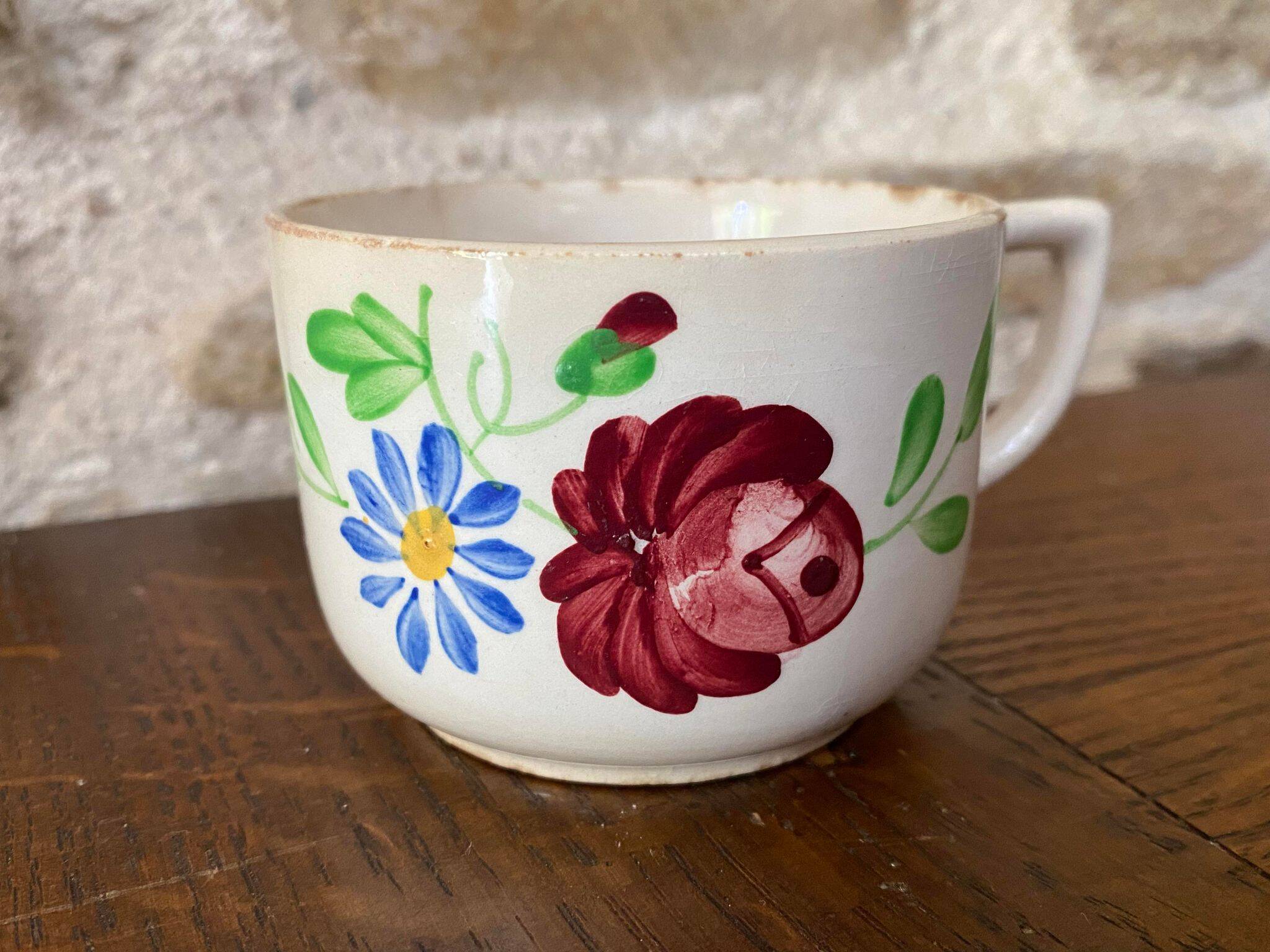 Earthenware cup from Sarreguemines Digoin model Annette