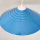 Blue lacquered metal suspension in a 70s/80s style.