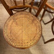 Set of 4 vintage Fischel bistro chairs in curved wood and cane