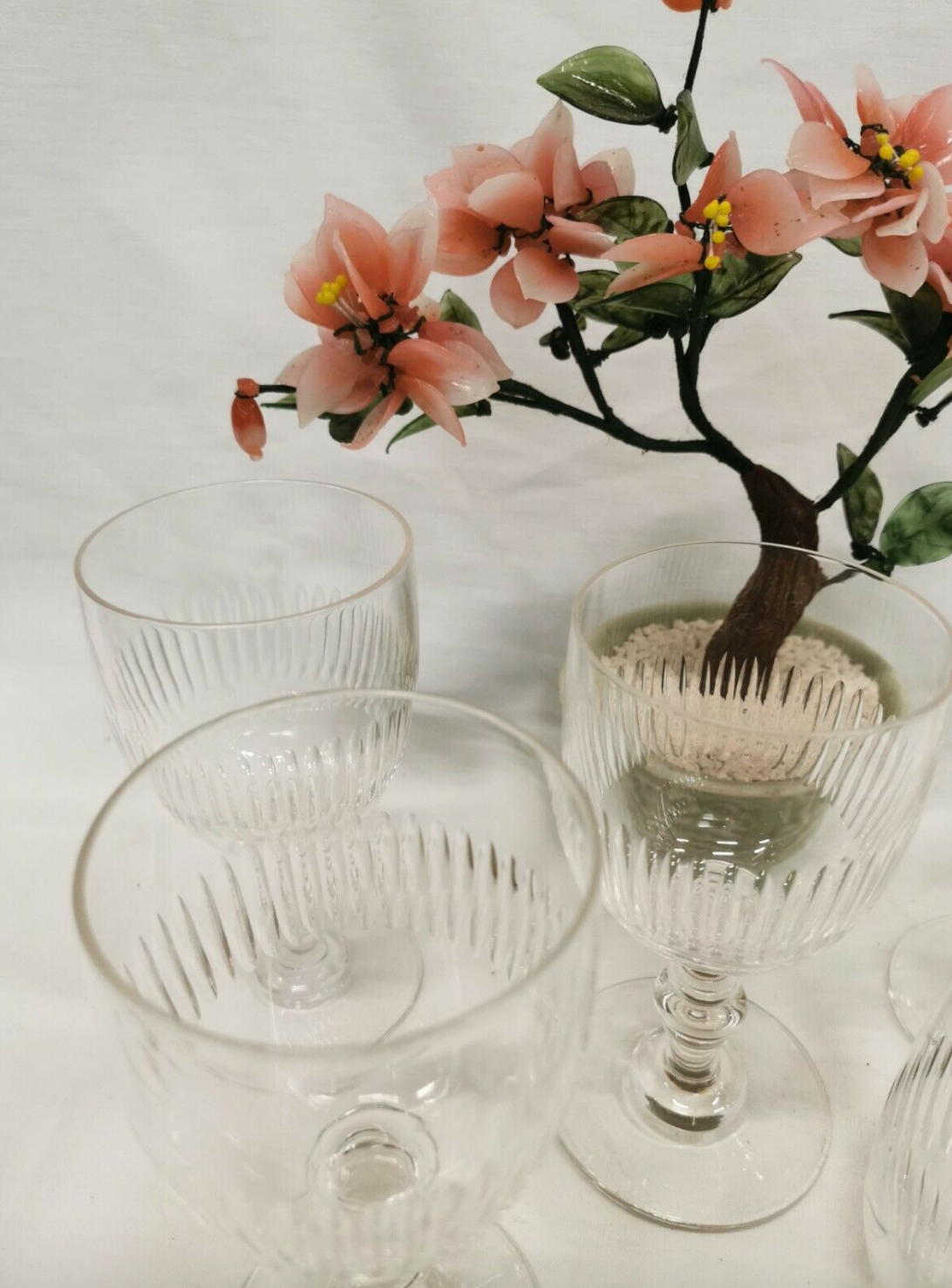 Lot 5 old crystal wine glasses