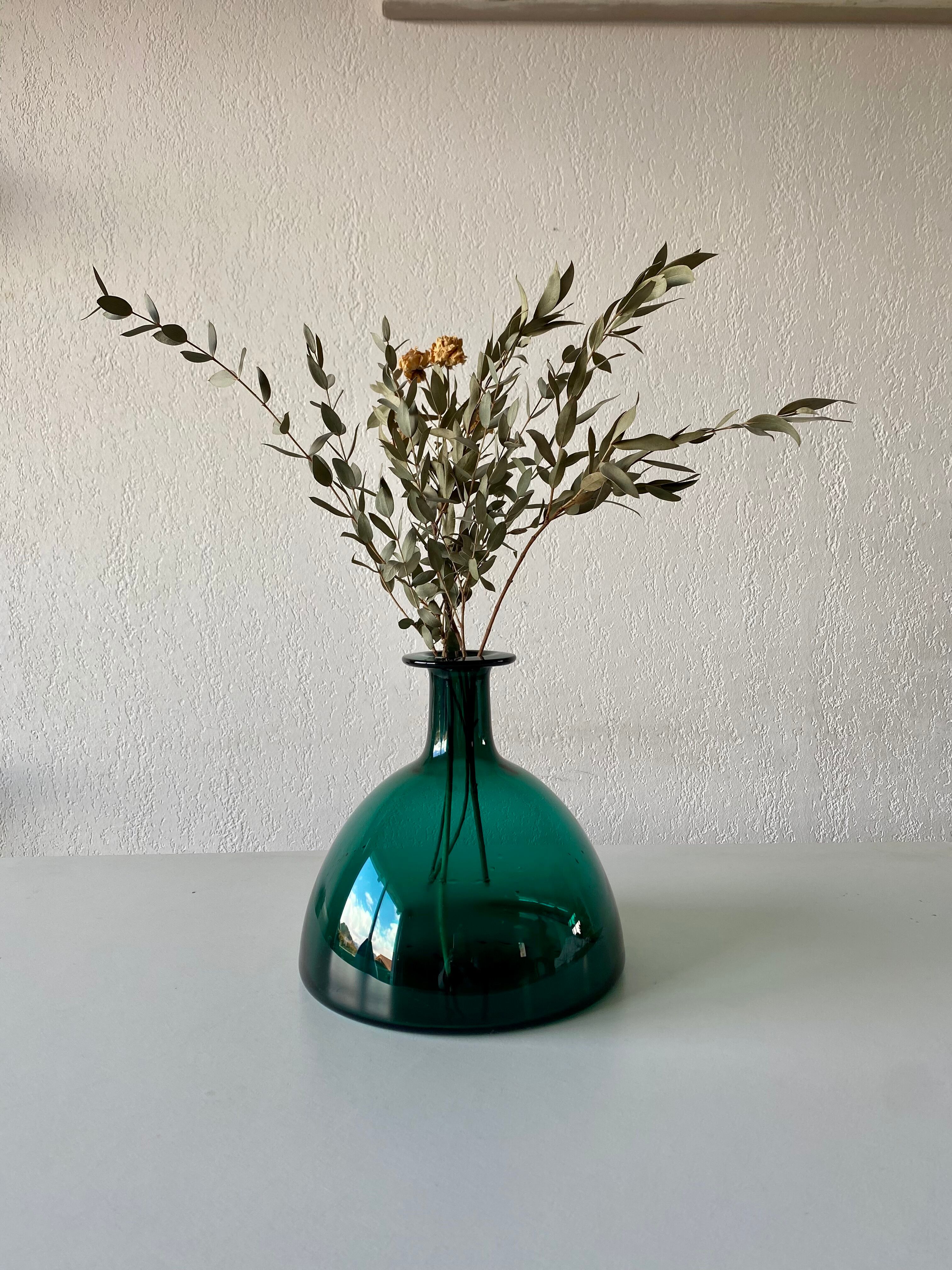 Blown glass vase signed holmegaard 1961