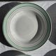 Set of 8 antique turquoise deep plates with a gold rim D22.5