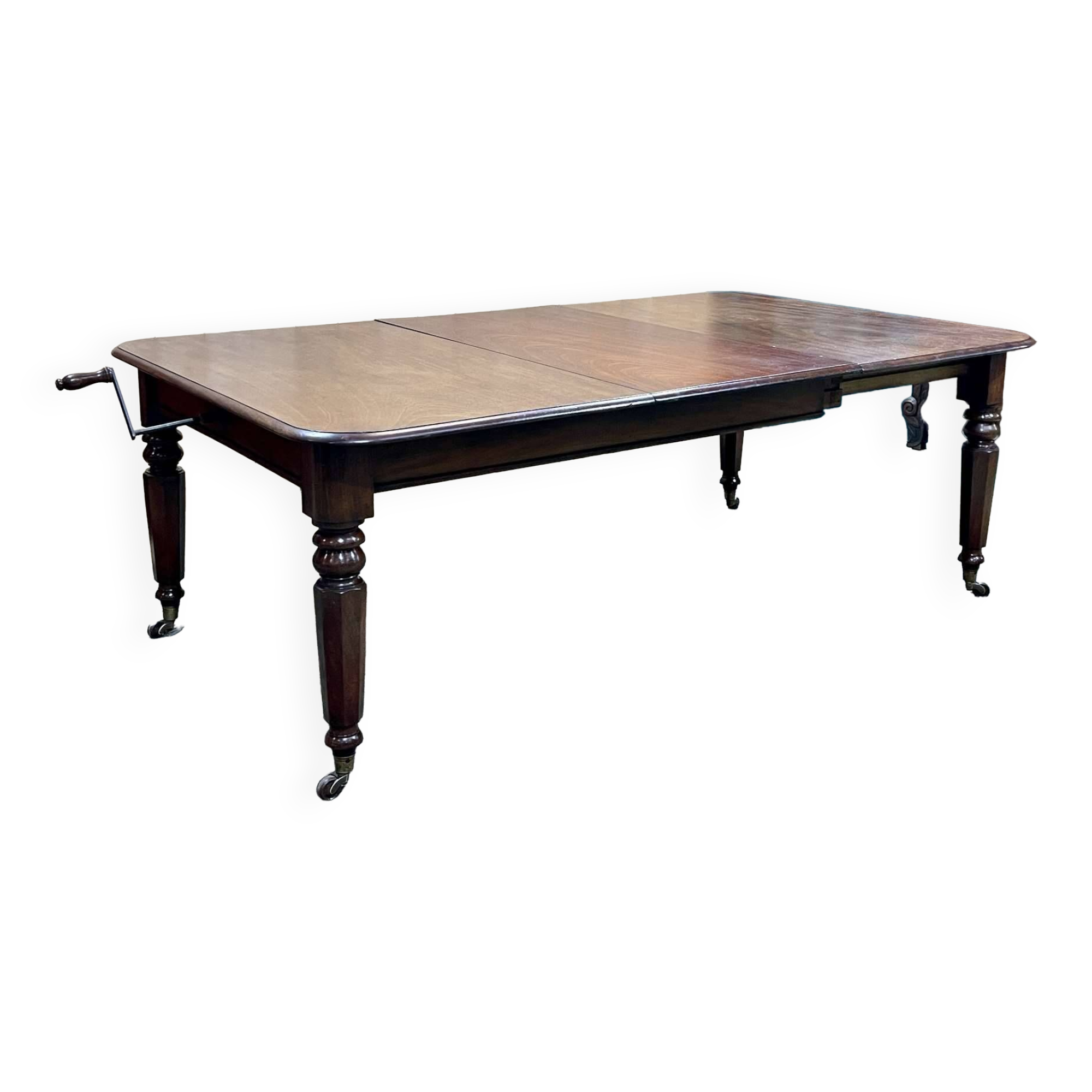 Victorian mahogany table with 2 extensions - 19th century work - Crank system