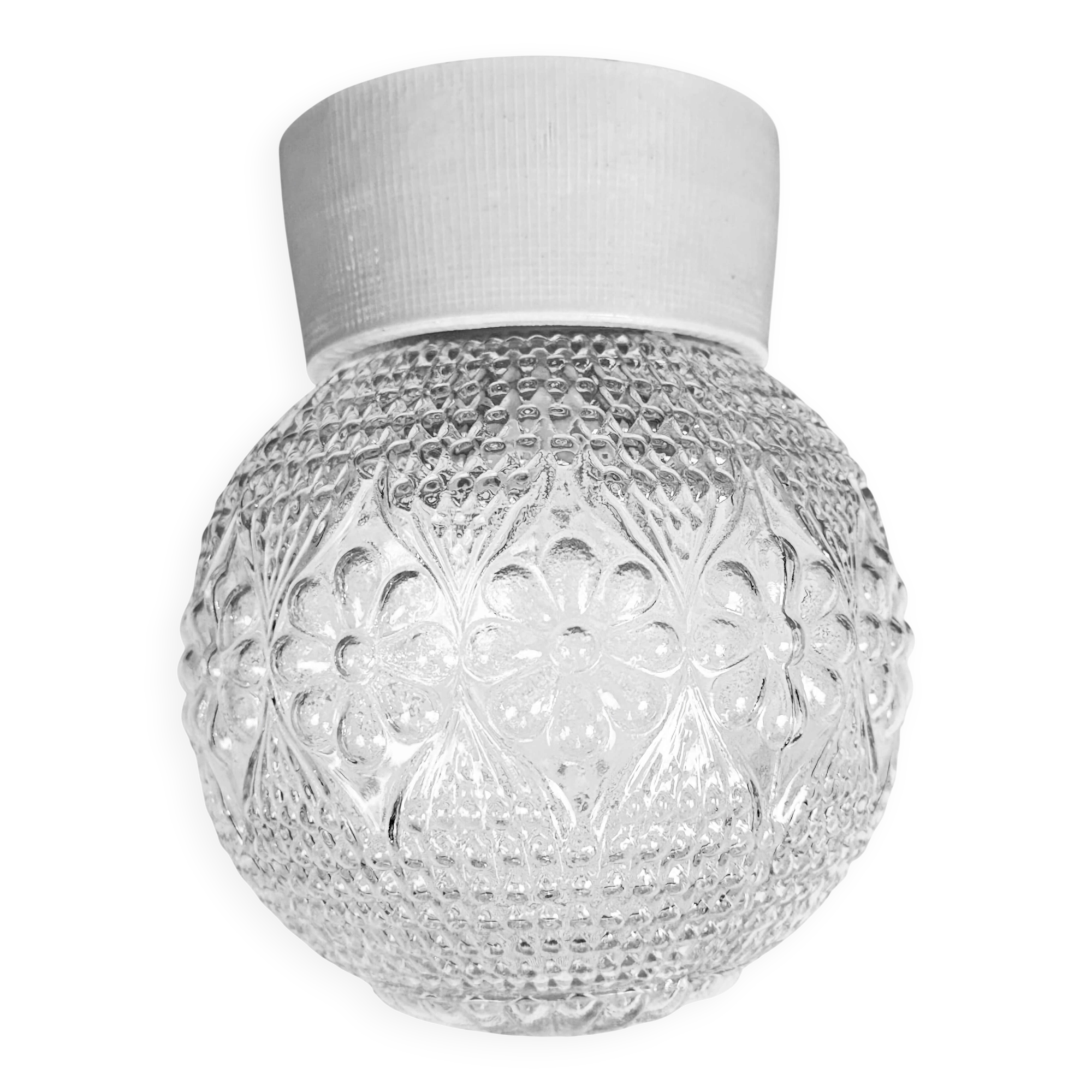 Lustre en porcelaine blanche vintage, années 1970