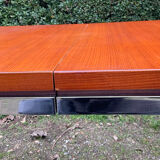 Vintage teak and chrome metal dining table