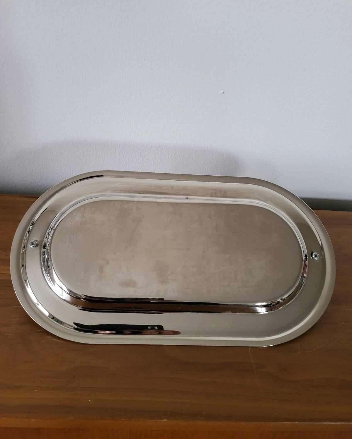 Plat de service à foie gras en métal argenté