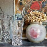 Duo of vintage French crystal vases