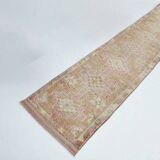 Turkish Pink & Brown Vintage Runner Rug, 78x371Cm