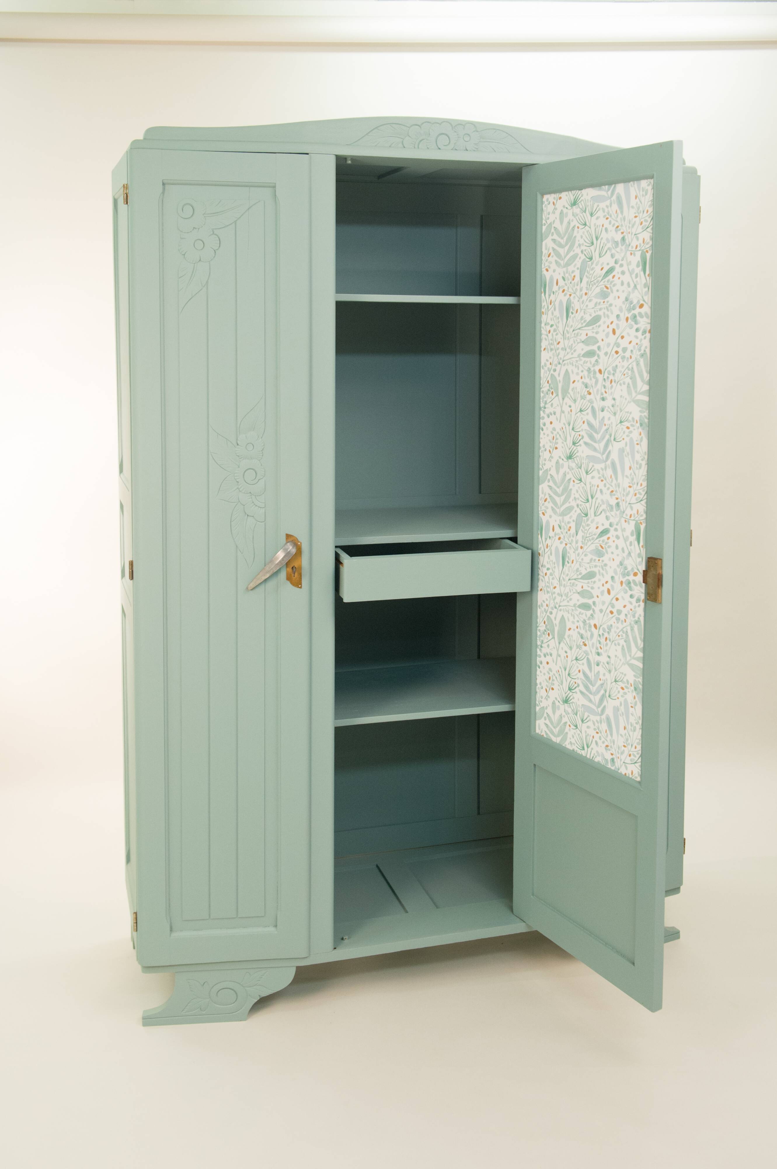 Restored art deco cabinet, mustache feet